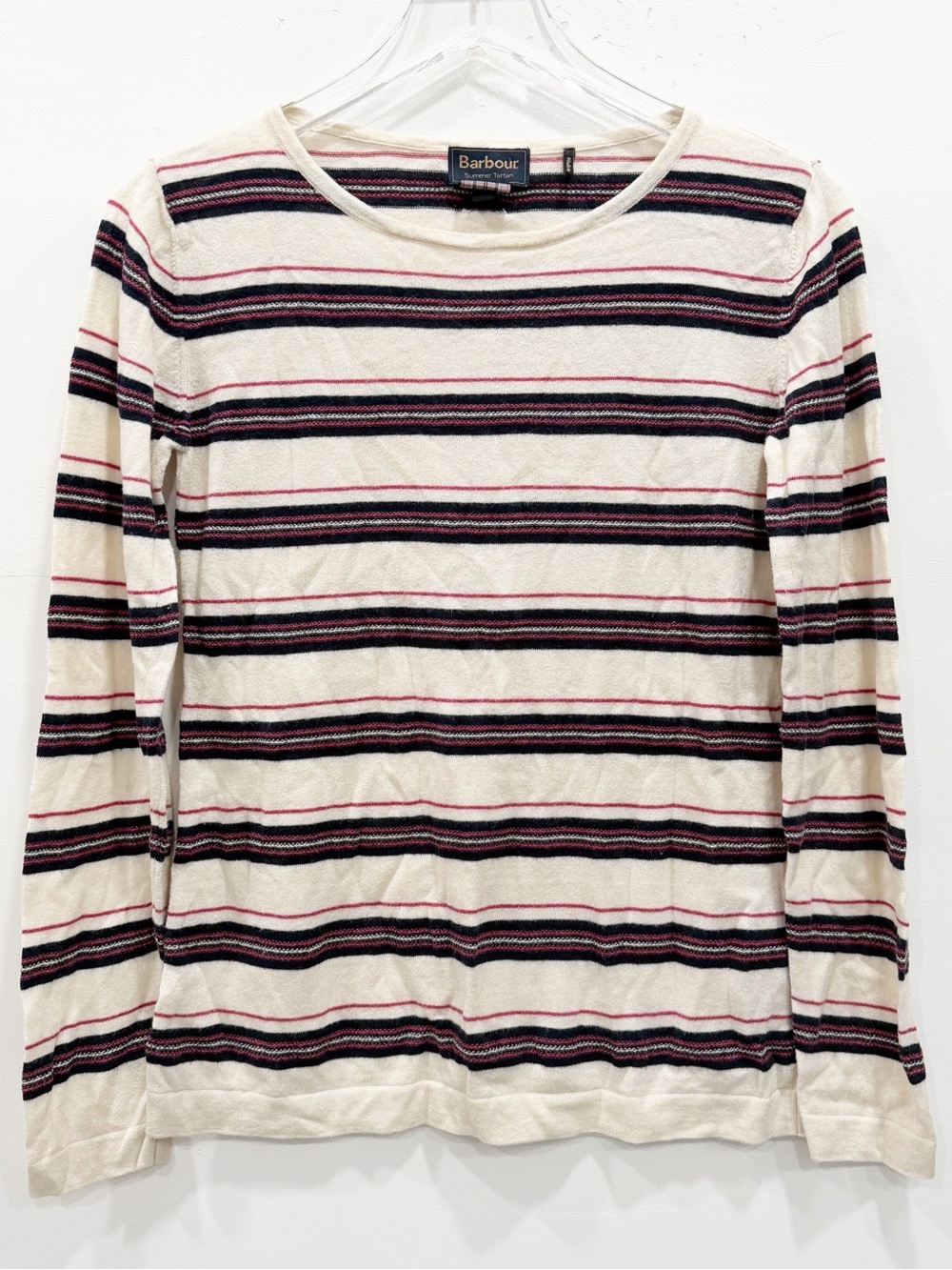 Barbour Kinross Knit Long Sleeve Sweater Top Cotton Merino Wool Size UK 8